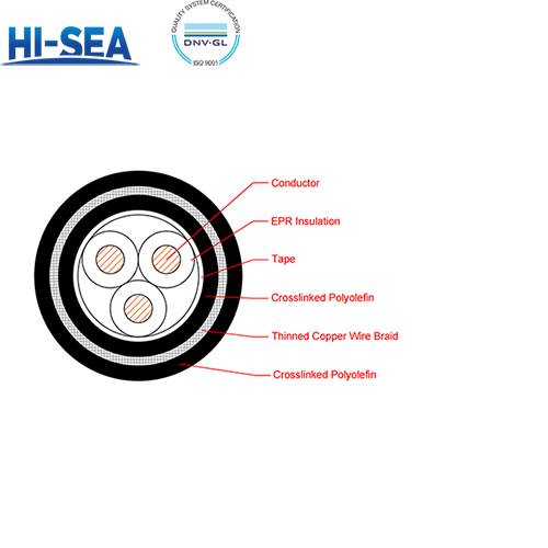 CEPJ85/SC EPR Insulation Low Smoke Halogen Free Flame Retardant Armor Type Marine Power Cable